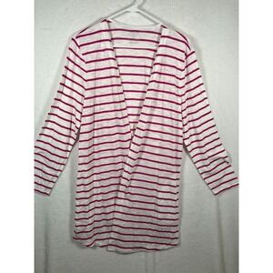 Chico's Striped Lightweight Cardigan Open Front Coastal Resort Size 2 Large NEW